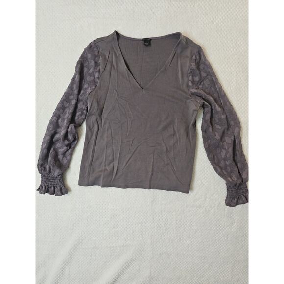 Ann Taylor Balloon Sleeve Sheer‎ Detail Blouse - Picture 1 of 7